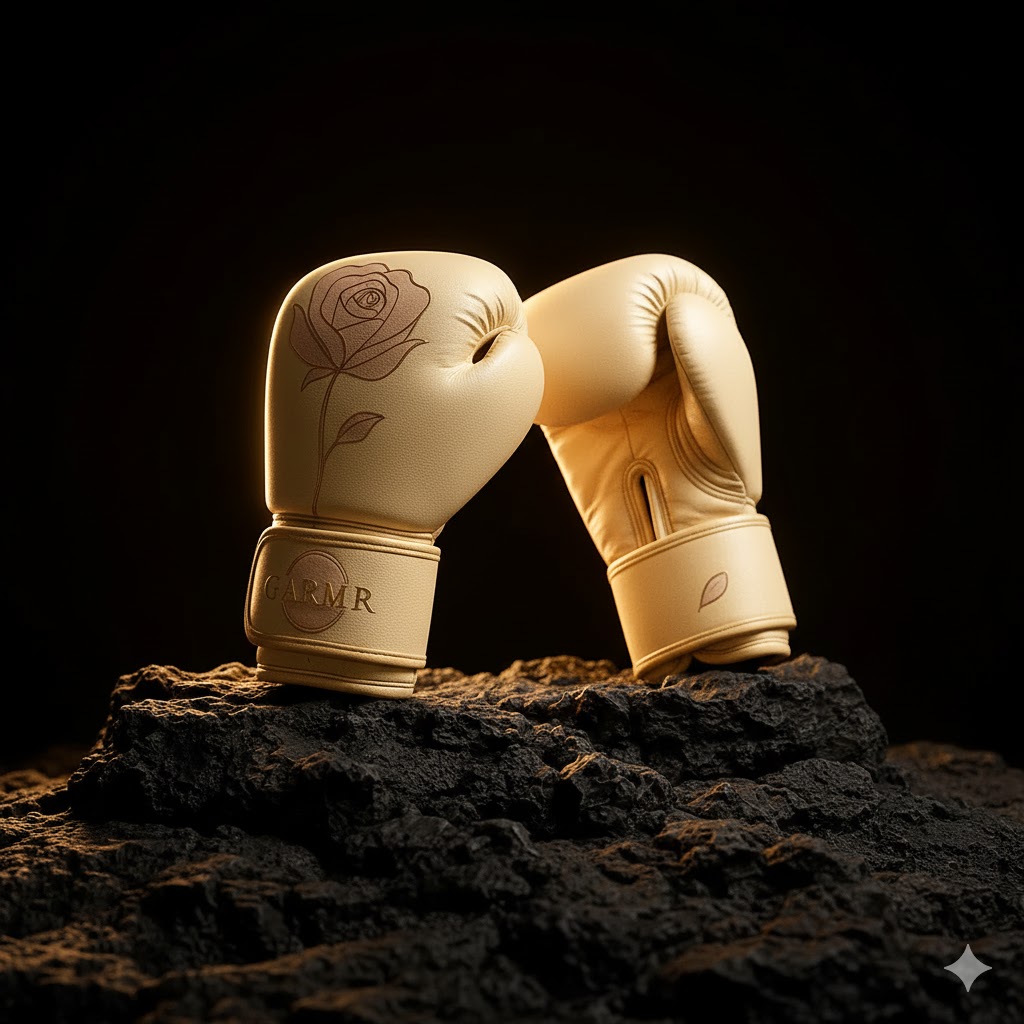 Finished glove silhouette with soft gold edge light